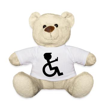Wheelchair rider shows middle finger # - Teddy Bear - white - Front