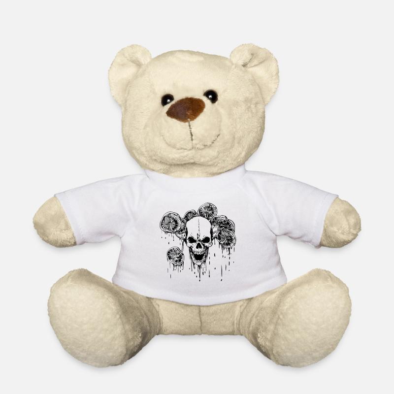 Crâne et champignons - Nounours - blanc