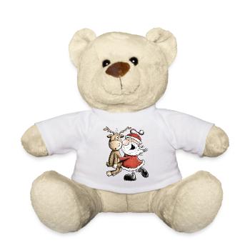Weihnachtsmann Mit Rentier I Weihnachten Geschenk - Teddy - Weiß - Vorne