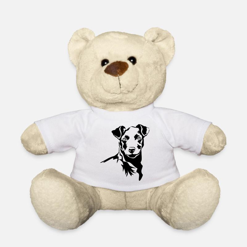 Patterdale Terrier head - Teddy Bear - white