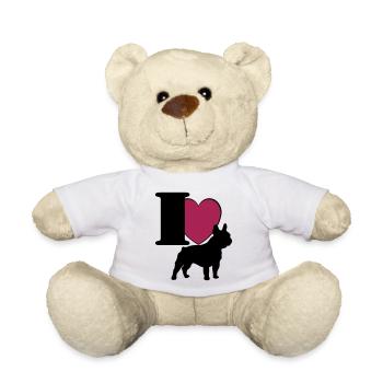 French bulldog I love ... / + - Teddy Bear - white - Front