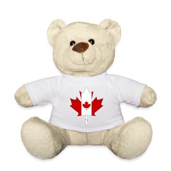Drapeau du Canada comme feuille d'érable avec cadre noir - Nounours - blanc - Devant