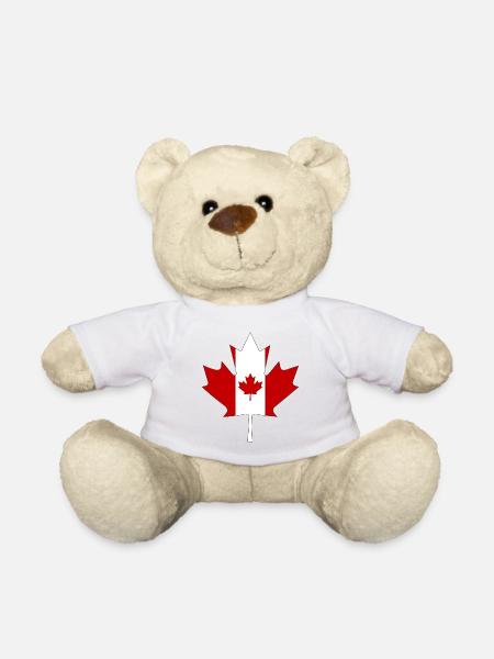 Kanada Flagge als Ahornblatt mit schwarze Rahmen - Teddy - Weiß