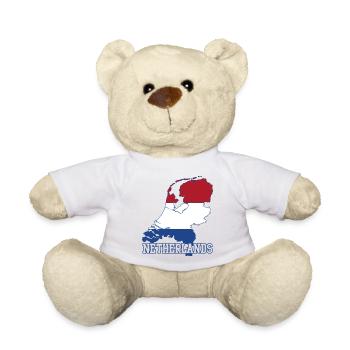 Netherlands Flag Map Silhouette - Teddy Bear - white - Front