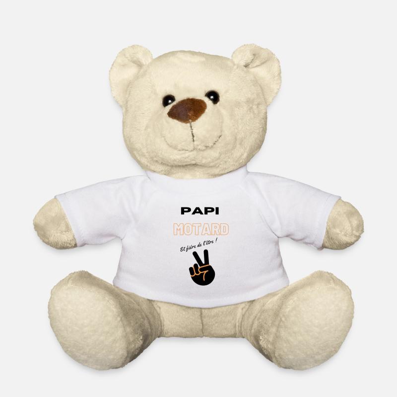 papi motard t-shirt idée cadeau - Nounours - blanc