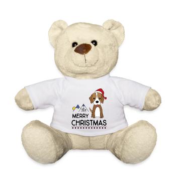 Funny Christmas with dog for friends - Teddy Bear - white - Front