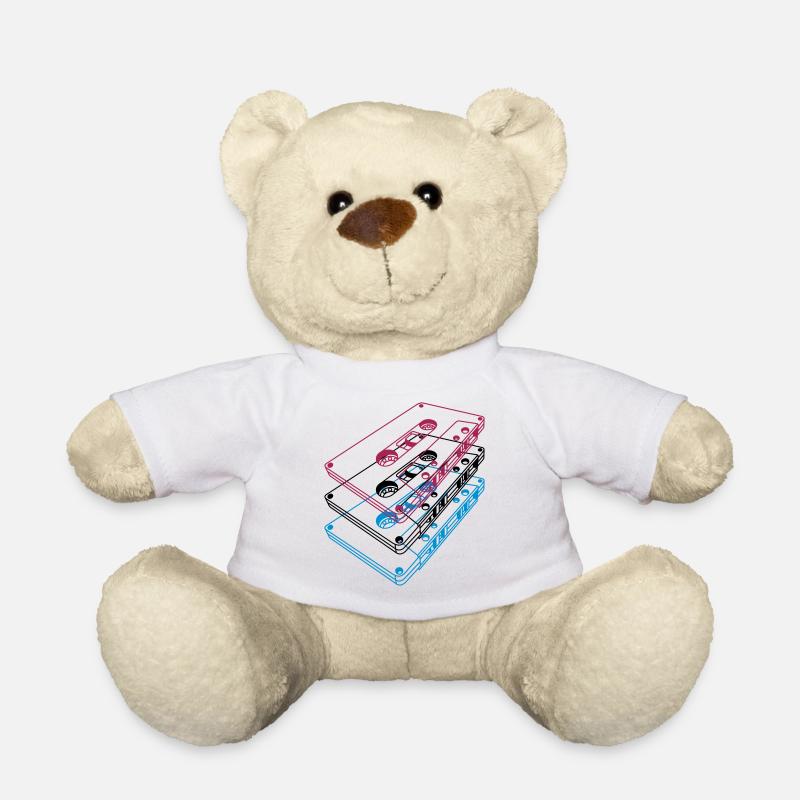 Cassette 3D – Retro Mixtape Vintage Perspective - Teddy Bear - white