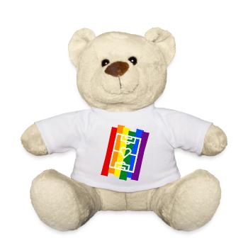 Fußballfeld mit Herz Regenbogen - Teddy - Weiß - Vorne