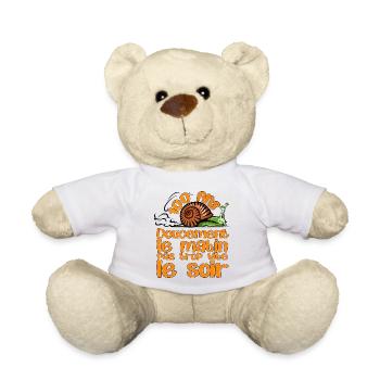 100 ans anniversaire escargot doucement matin vite - Nounours - blanc - Devant