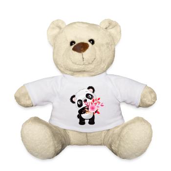 Petit panda avec des fleurs - Nounours - blanc - Devant