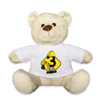 Pelle 3 ans idée cadeau d'anniversaire pour enfants - Nounours - blanc - Devant