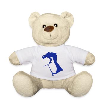 Stunt Scooter Rider in Action BLUE - Teddy Bear - white - Front