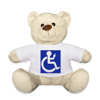 Wheelchair user raising middle finger # - Teddy Bear - white - Front
