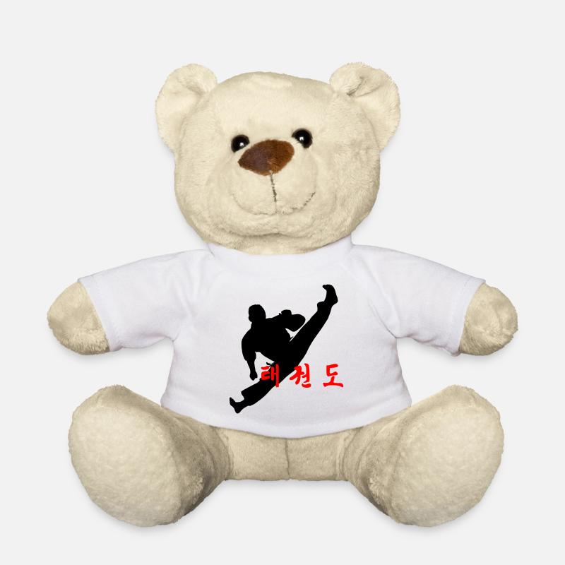 Logo de Taekwondo sauté coup de pied coréen - Nounours - blanc