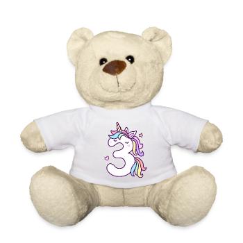 3 Jahre Einhorn 3. Geburtstag Kinder Mädchen - Teddy - Weiß - Vorne