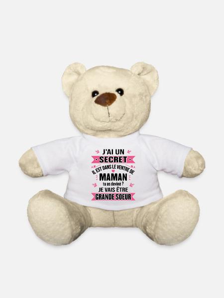 J'ai Un Secret Je Vais être Grande Sœur Cadeau - Nounours - blanc