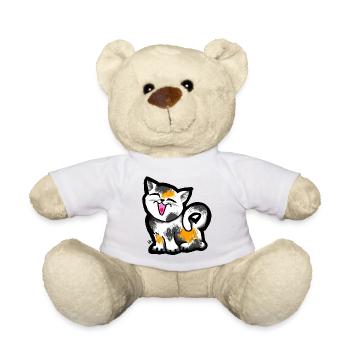 Lustiges süßes Kätzchen. Schönes lachendes Kätzchen. Miau. - Teddy - Weiß - Vorne