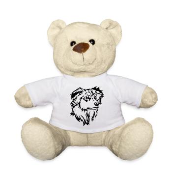 Australian Shepherd Head - Teddy Bear - white - Front