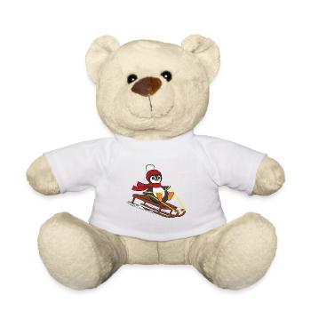 Snow Sledding Penguin - Cute Animals Funny Winter - Teddy Bear - white - Front