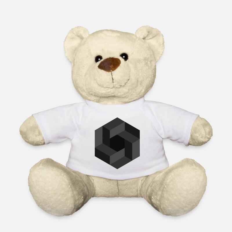 Abstract Geometric Pattern in Grayscale - Teddy Bear - white