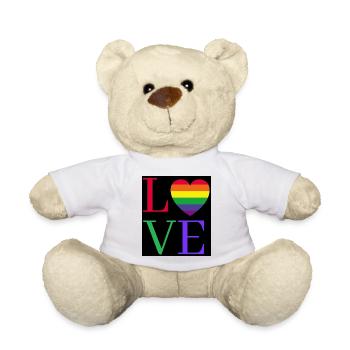 Rainbow Love Heart Pride Sticker - Teddy Bear - white - Front