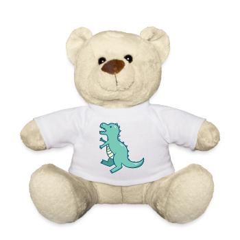 Petit dinosaure mignon bleu T-Rex - Nounours - blanc - Devant