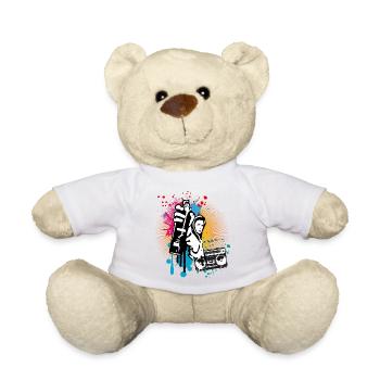 pulvérisateur de motifs d’art de rue cool avec ghetto blaster - Nounours - blanc - Devant