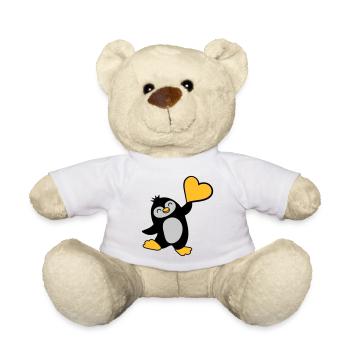 Freundlicher Pinguin zeigt Herz - Teddy - Weiß - Vorne