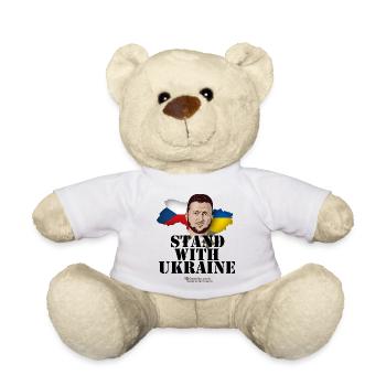 Ukraine Czech Republic Supporters T-Shirt Design - Teddy Bear - white - Front