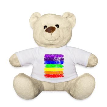 Vivid Pride Brushstripes - Teddy Bear - white - Front