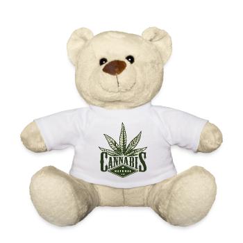 Logo cannabis Natural 420 - Nounours - blanc - Devant