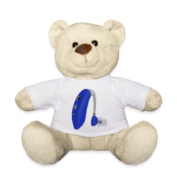 Ein blaues Hörgerät - Teddy - Weiß - Vorne