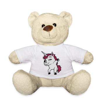 Party Unicorn Dabbing Dance - Teddy Bear - white - Front