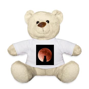Cat admiring the Moon - Teddy Bear - white - Front