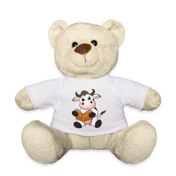 Kuh liest Buch Geschenkidee - Teddy - Weiß - Vorne