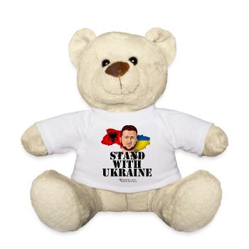 Ukraine Albania Stand with Ukraine - Teddy Bear - white - Front