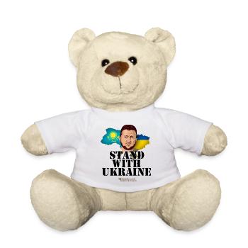 Ukraine Kazakhstan Supporters Merch - Teddy Bear - white - Front