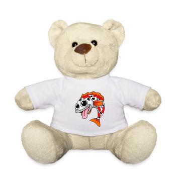 Japanischer Koi Fisch Illustration Geschenk - Teddy - Weiß - Vorne