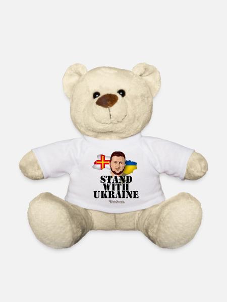 Ukraine Supporters Merch Island Guernsey - Teddy Bear - white
