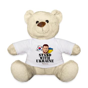 South Korea Stand with Ukraine - Teddy Bear - white - Front