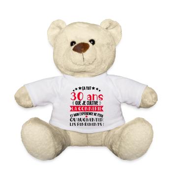 30 ans que je cultive la connerie anniversaire - Nounours - blanc - Devant