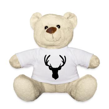 Hirschkopf im Herbst Hirsch Geweih Bock Reh Kitz 8 - Teddy - Weiß - Vorne