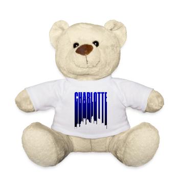 Charlotte Skyline Blue Gradient - Teddy Bear - white - Front