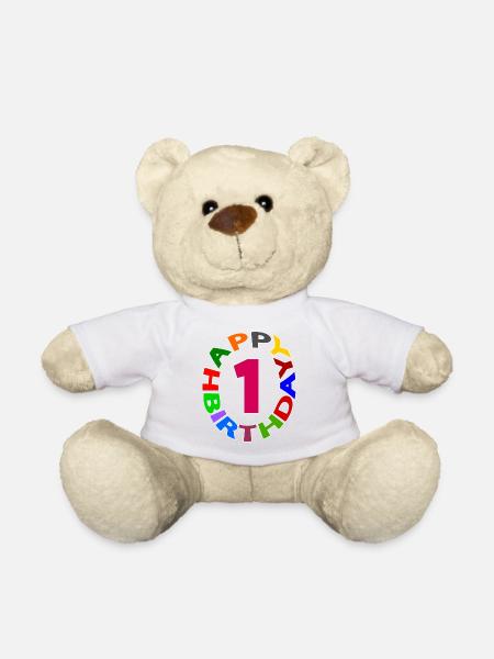 Happy Birthday 1 - Teddy - Weiß