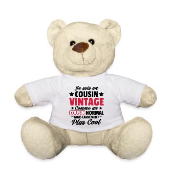 cousin vintage / cadeau humour cousin - Nounours - blanc - Devant