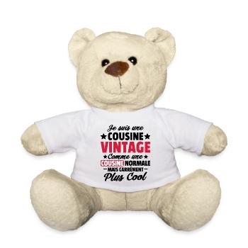 cousine vintage / cadeau humour cousine - Nounours - blanc - Devant