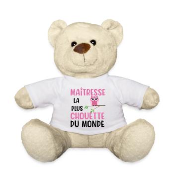 Maîtresse la plus chouette du monde cadeau - Nounours - blanc - Devant