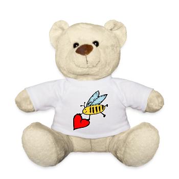 süße Biene mit großem Herz - Teddy - Weiß - Vorne