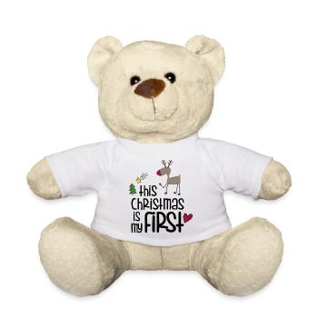 Verspielter Rentier-Weihnachtsmotiv - Teddy - Weiß - Vorne