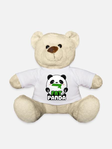 Fat Panda with Bamboo - Panda Bear Cute Kawaii ^_^ - Teddy Bear - white